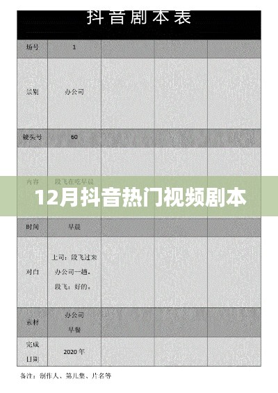 抖音热门视频剧本分享,12月爆款内容揭秘